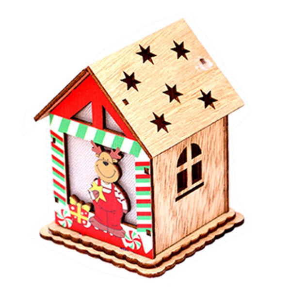 LED Log Cabin Log Hus Julepynt Snemand Hjorte Julemand Ornament F