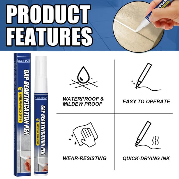 Round grout pen for tiles - refresh the joints - white -