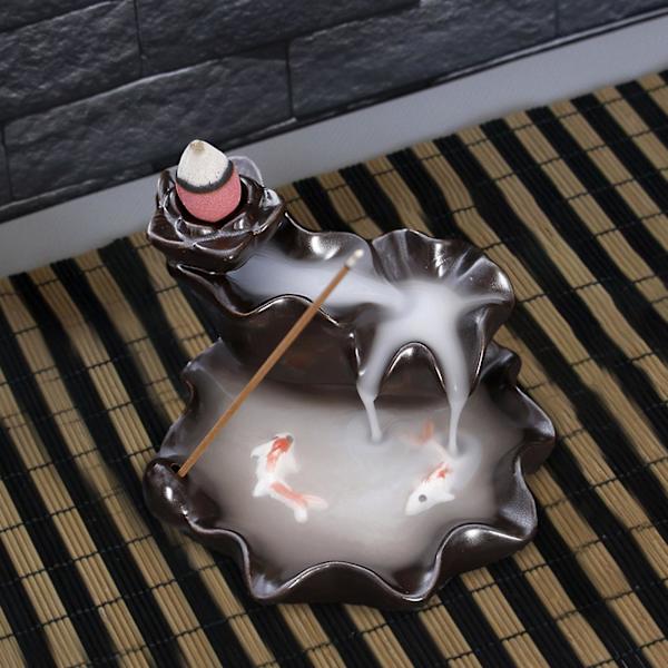 Røgelsesbrænder Ornament Lotus Røgelse Brun Brown