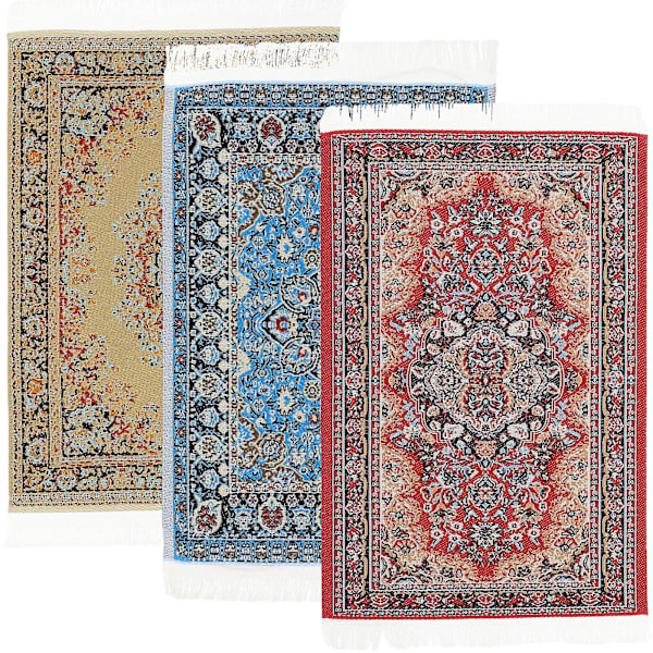 3 stk Delikat Matte Dekor Mini Hus Gulvmatte Miniatyr Teppe Dørmatte Liten Hus Tilbehør Assortert