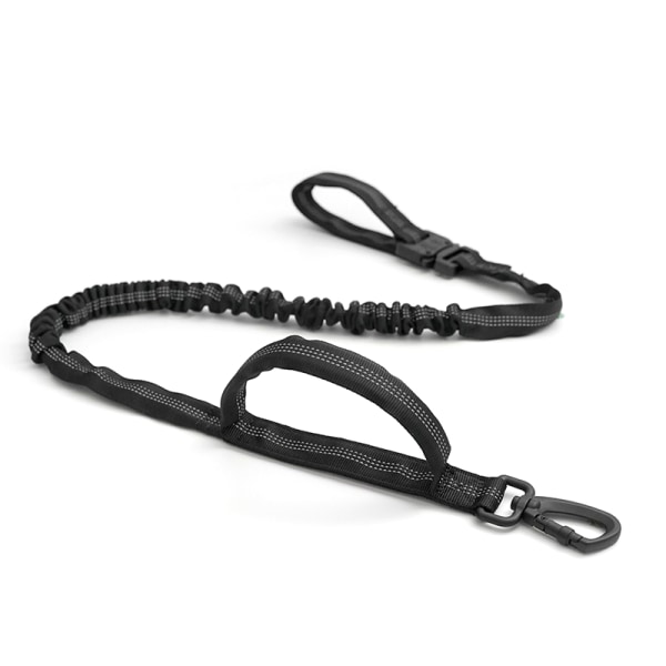 Taktisk strikk hundebånd Militært justerbart hundebånd hurtigutløsende elastisk ledningstau med (svart）