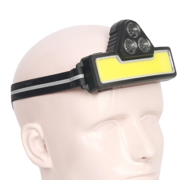 Foldbar LED-hodelykt med 3 moduser, vanntett, 3-trinns dimming, arbeidslys, hodebånd, lommelykt