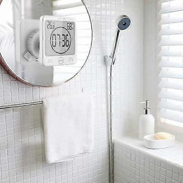 Digital Shower Clock, Waterproof for Bathroom and Kitchen, Touch Screen Timer, Flexible Installation, Countdown Timer with Alarm, Temperature