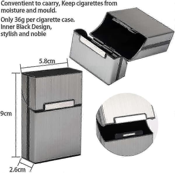 3-pack Cigarette Case Cigarette Box for Men Cigarette Case for Women Aluminum Cigarette Pack Magnetic Closure Grey