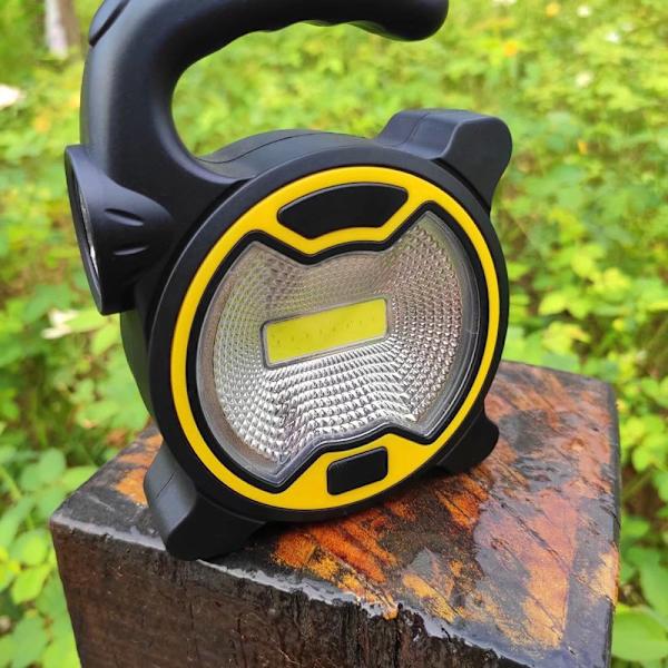 Multifunktionel Campinglampe med Lommelygtefunktion LED Campinglampe COB Arbejdslys Bærbar Batteritype, Gul