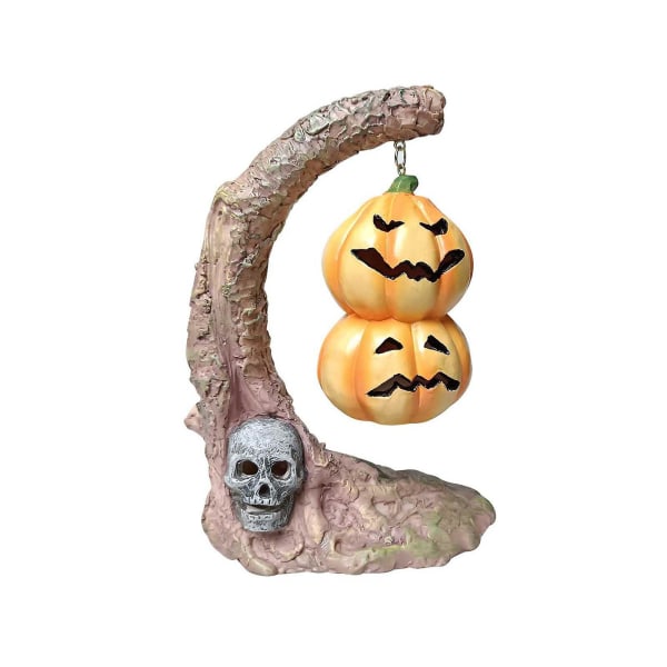 Pumpalykta Halloween-dekoration med fladdermusljus, trädpynt, festbakgrund, pumpa