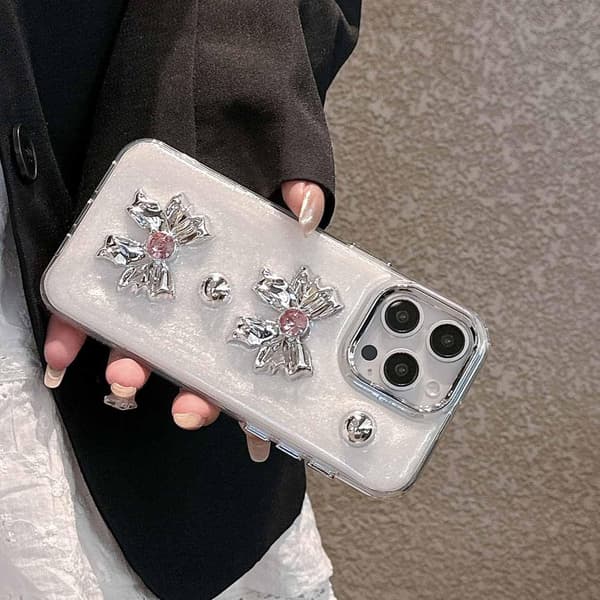 Designet for iPhone-deksel, 3D Diamantrosettstjerne Mykt telefondeksel (Stjerne, for iPhone 16 Pro Max)