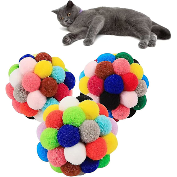 3 kpl kissan lelupallot Lemmikkieläinten plussihyppypallo Kissalle pentujen koulutukseen leikkimiseen pureskeluun (sekoitetut värit)