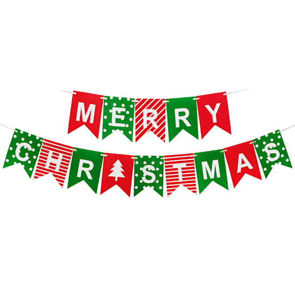 Rød Grøn Glædelig Jul Banner Glitrende Rød Grøn Banner Julepynt til Pejs Julemand Banner Glædelig Jul Skilt