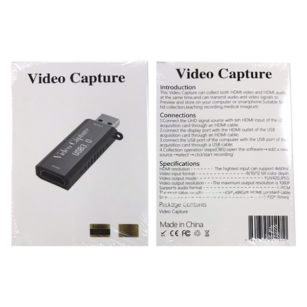 USB 3.0 Videoopptakerkort 1080p HD-opptaker Spill/video Direktesending
