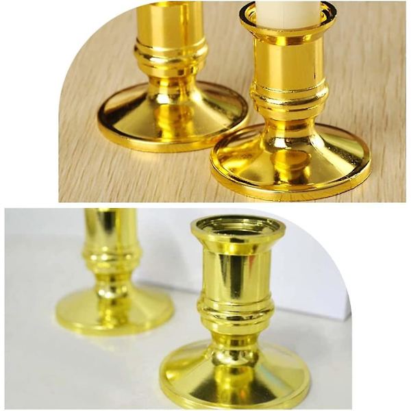 Ljusstake i Plast, Ljusbas, Festljusstake för Festivaler och Ljusmiddagar (1 Par, Guld)