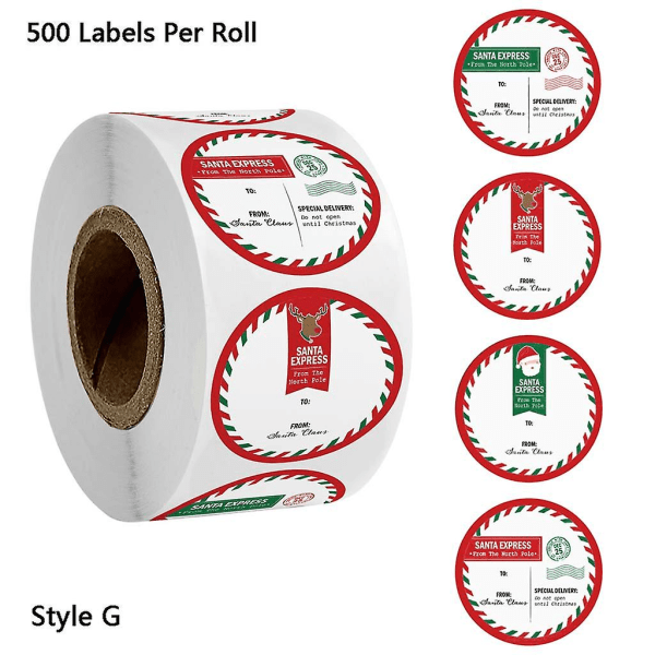 500 stk Runde God Jul Klistremerker for DIY Kortlaging Gaveeskeforseglinger