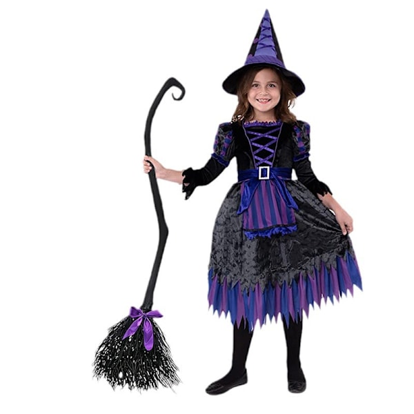 51'' Heks Kost med Bånd til Børn Halloween Heks Kosteskaft, Kostumefester, Fotoboks Tilbehør, Halloween Dekorationer