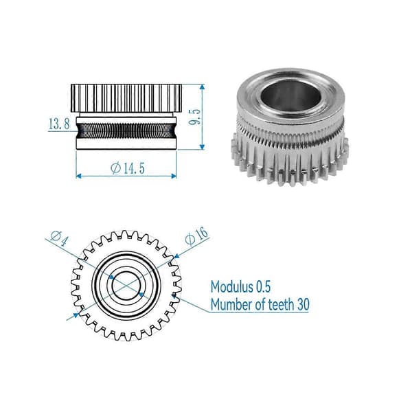 2 stk til K1 K1C K1 Max Ekstruder Tilbehør Fuldmetal Filament Drev 3D-printertilbehør To Drev