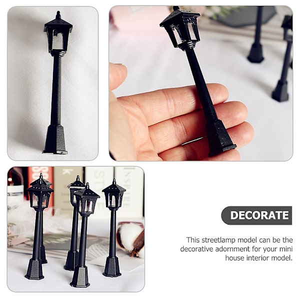 10 stk Mini Hus Gate Lysmodeller Miniatyr Gatelamper Dekorative Gate Lysmodeller Svart 10X1. Black 10X1.8CM