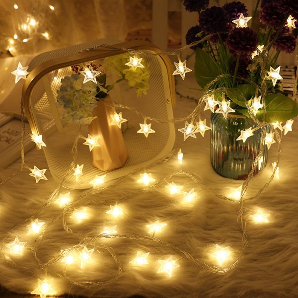 Stjärnljusslinga - varm färg - 3 meter 30 ljus - Julen är full av stjärnor och ljus