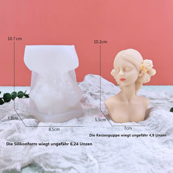 3D Silikon Ljusform 3D Silikon Ljusform för Kvinna, Hemgjord Konst Huvudform