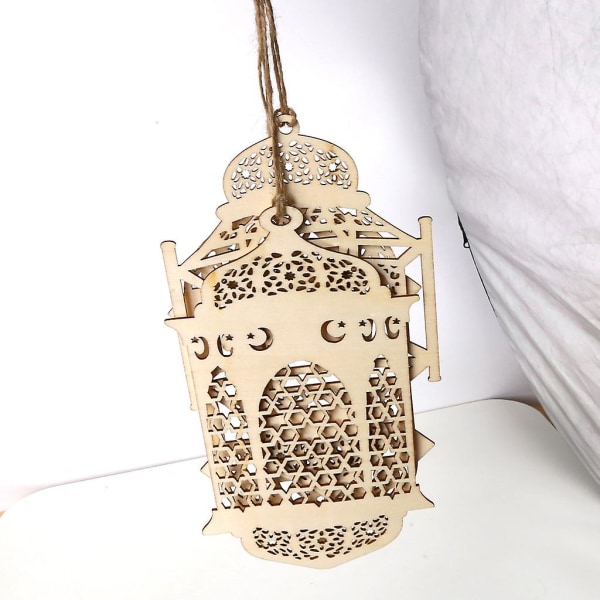 3 stk. Hængende Lanterner DIY Håndværk Mubarak Hul Træ Ornament Dekoration