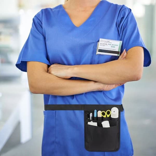 Nurse Belt Bag Multifunctional Nurse Tool Holder with Multiple Pockets Adjustable - Black
