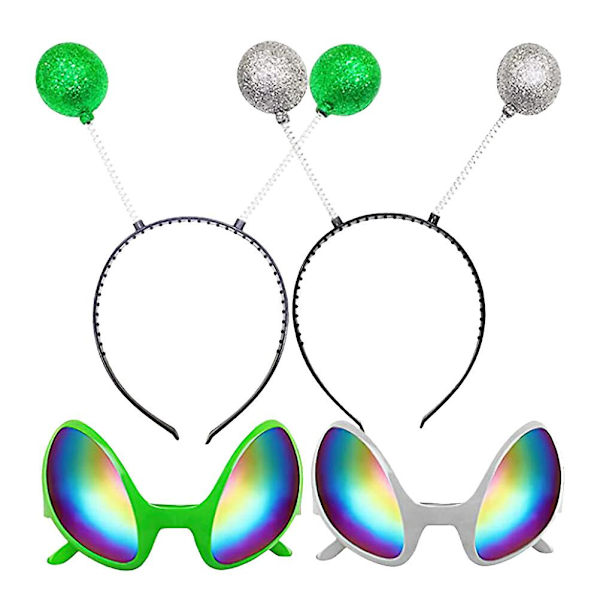 4 st Barnkläder Alien Pannband Glasögon Alien Solglasögon Halloween Alien Glasögon Blandade Färger2