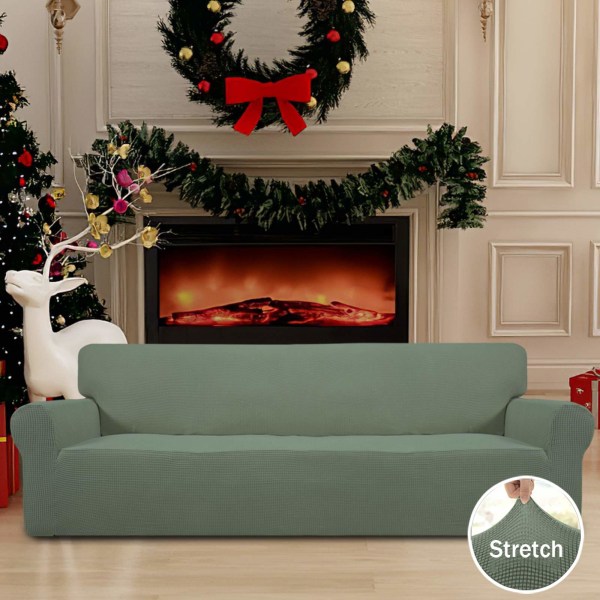 Sohvan päällinen 1-osainen cover huonekalusuoja sohvan pohja lapsille, polyesteri jacquard-kangas pienet ruudut (sohva, syaani)