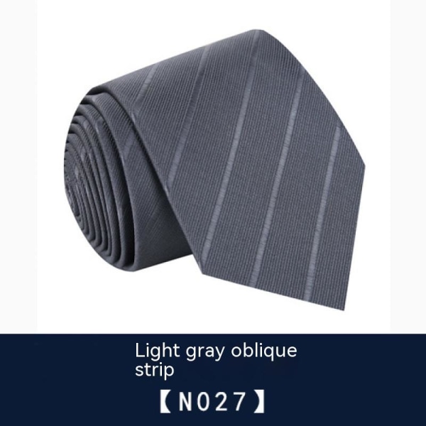 Affärskläder, 8 cm slips, handslips för män, professionell ljusgrå diagonal rand, N027, ett stycke