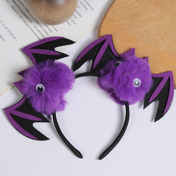 Halloween Bat Headbands Plush Bat Head Bands Purple  Hair Band Cute Halloween Costume Headwear Cosplay Masquerade Party