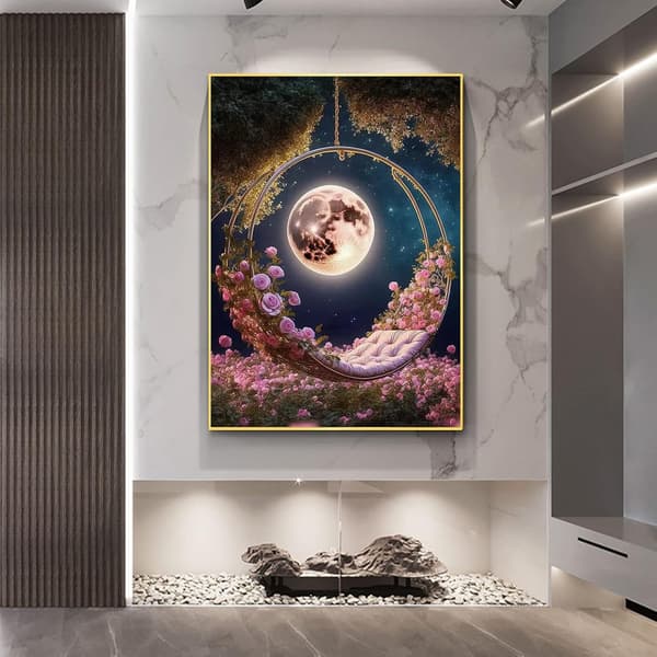 30x40cm (Rose Moonlight) Diamantmaling, 5D Diamantmaling Sæt