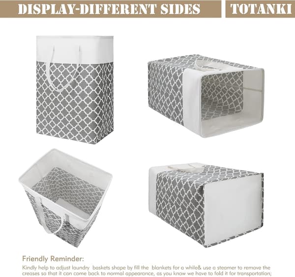 2-pack 75L Laundry Baskets with Long Reinforced Handles, Freestanding-FM-