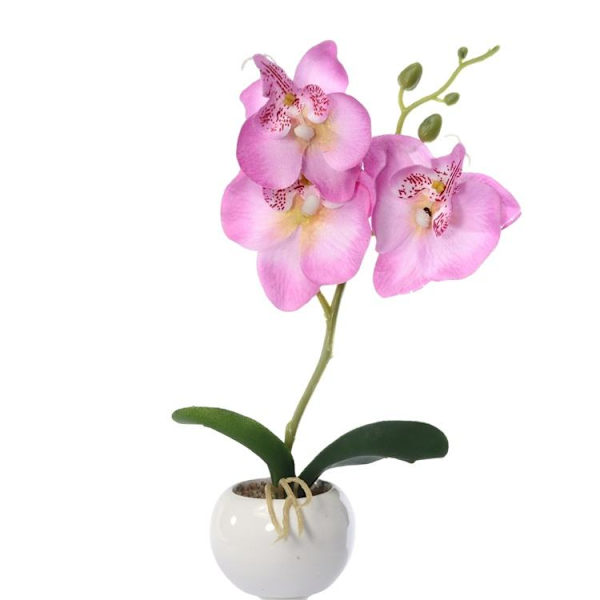 Konstgjorda Phalaenopsis Vita Orkidéarrangemang i Kruka för Matbord - Lila