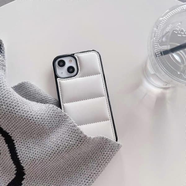 Apple iPhone 13 Stöttåligt TPU PU Läderfodral PC Skyddsfodral Telefonfodral med Inre Foder - Vit