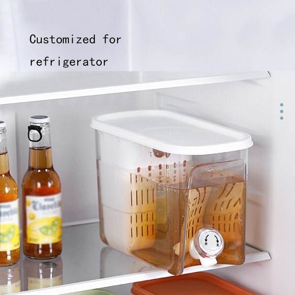 3,6l kald vannkoker med kran i kjøleskap, stor kapasitet for oppbevaring av fruktjuicedispenser med T White 3.6L