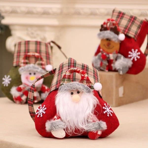 Packaging Bag - KZQ - Christmas - 3 Patterns - 6.6 x 17 cm - Reusable Fabric