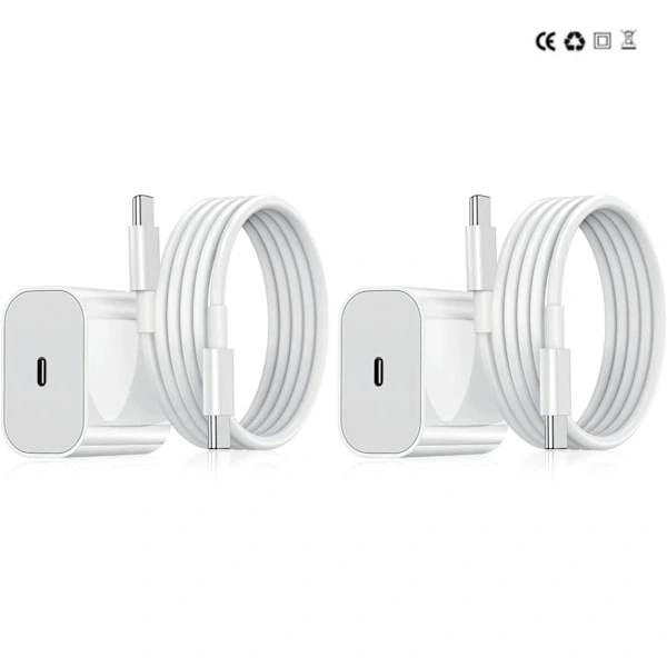Oplader kompatibel med Samsung og Apple + 1m kabel 2-pak iPhone 2-Pack iPhone