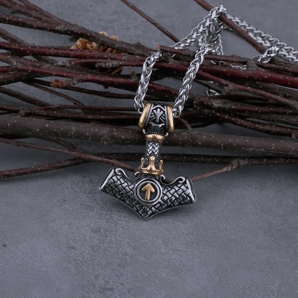 Norse Viking Thors Hammer Necklace Men Talisman Jewelry