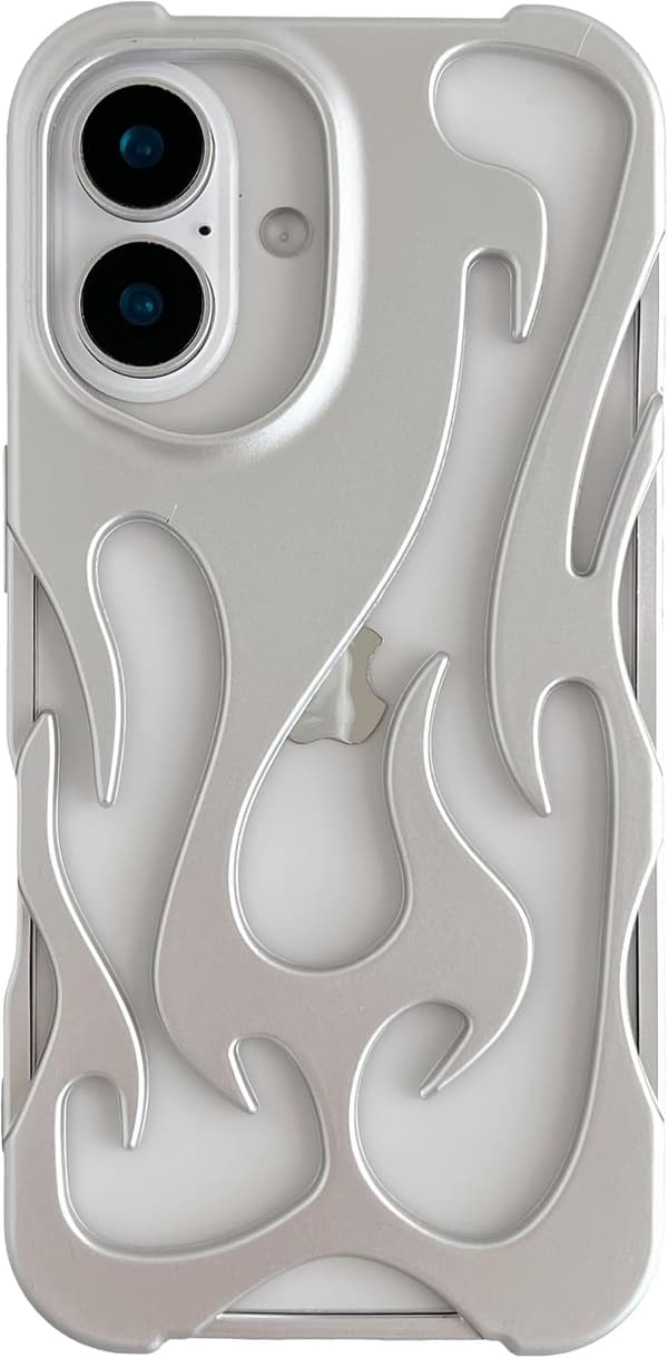 Heat Dissipation iPhone Case, Solid Color Hollow Flamed Matte Soft Phone Case (Silver, for iPhone 16 Pro Max)