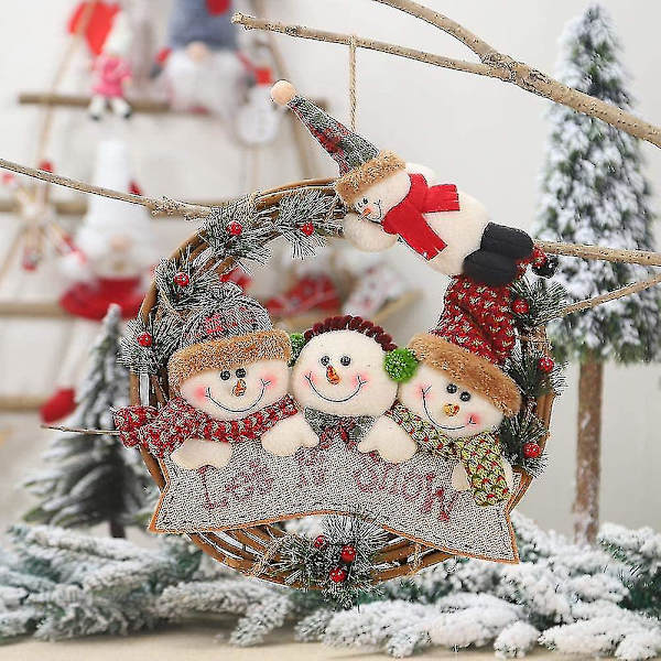 Julekrans i Naturlig Rattan DIY Garland Hjemme Henger Xmas Dekor Multifarget) (1 stk