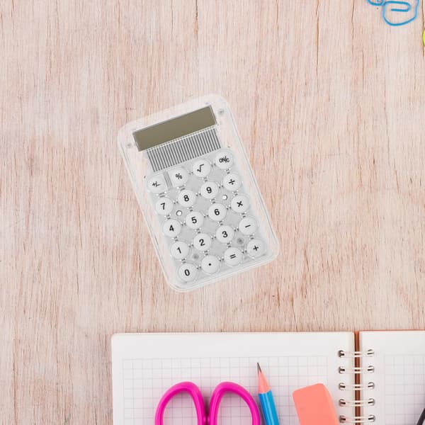 Small Calculator, Handheld Calculator, Student Calculator, 8-Digit Display Calculator for Office, White