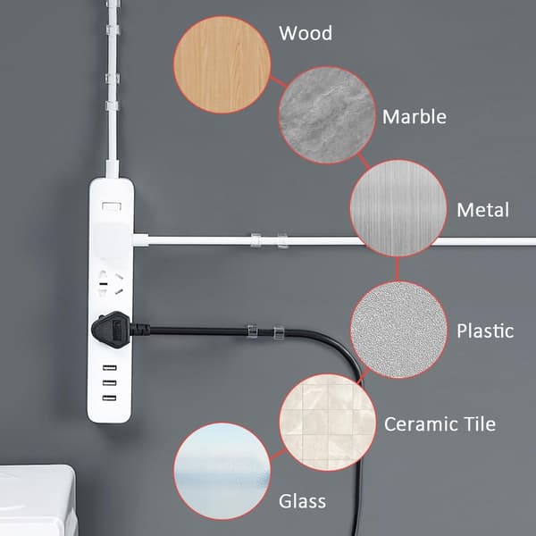 Self-Adhesive Cable Clips 70 pcs Transparent Cable Organizer For Car Office Home Wall Christmas Hanging Decorations String Lights