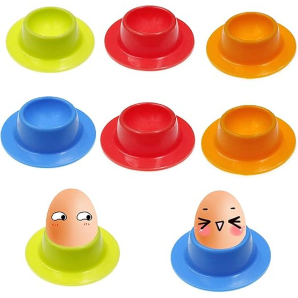 8 Colored Silicone Egg Cups, Kitchen Utensils for Eggs, Portable Round Egg Cups