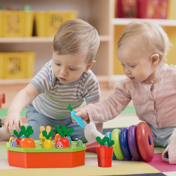 Legetøj til 18 måneder 2 3 4 år gammel baby piger drenge, sensorisk 5 i 1 gulerødder legetøj, farve form sortering baby gaver, læring