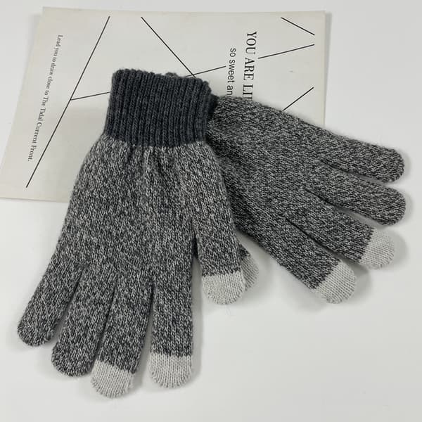 Hatt, halsduk, vinterull och sammet varma stickade vantar, tre-pack