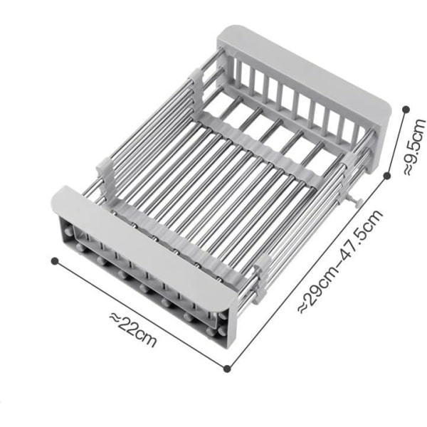 Ulosvedettävä Ruostumattomasta Teräksestä Valmistettu Viemäriristikko Teleskooppinen Viemärikori Keittiöhylly Viemärikori Allasjärjestäjä Vihanneksille ja Hedelmille (L-Harmaa)