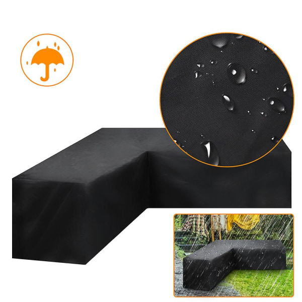 Kulmasohvan cover vedenpitävä puutarhakalusteiden cover ulkokäyttöön jaettu cover (286*222*82cm)