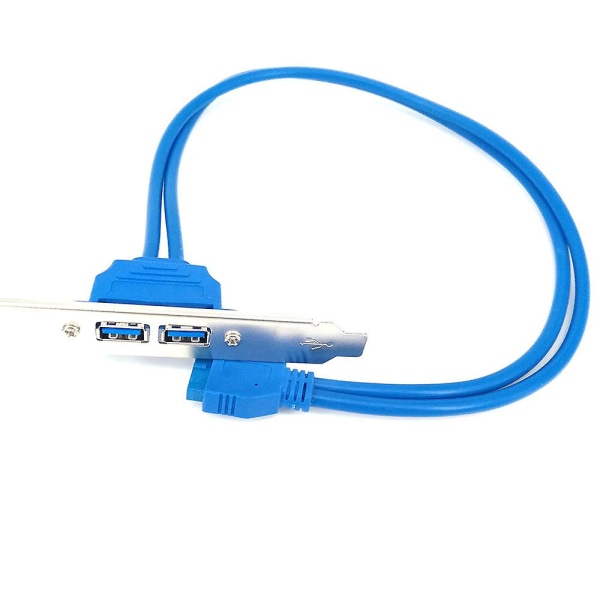 USB 3.0 Bagpaneludvidelsesbeslag til 20-bens Header-kabel (2-ports) Blå Blue