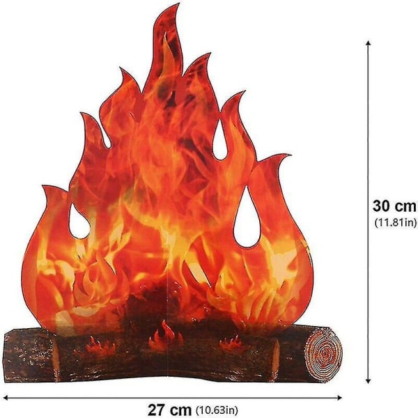 3D Dekorativ Papir Julepynt Kunstig Flamme Utendørs Camping Ornament (1 stk)