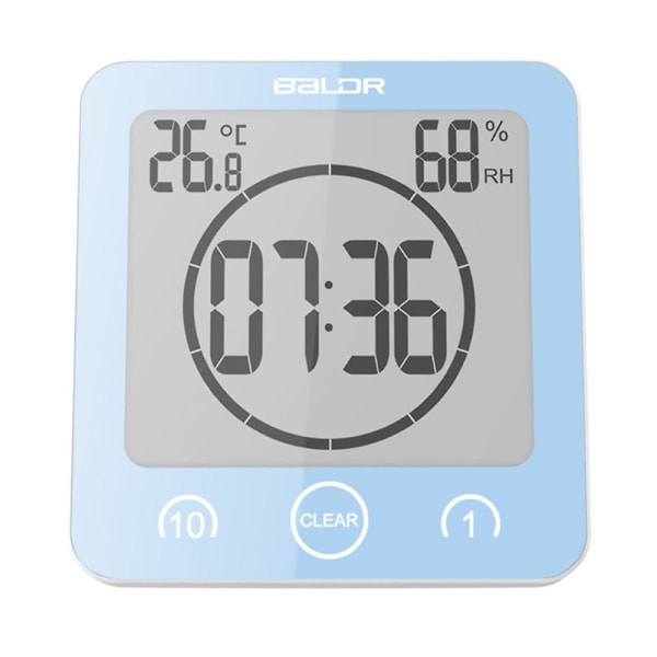 Rød baderomsklokke, dusjtimer Alarm Digitale klokker, baderom Vanntett kjøkkentimer med termometer Hygrometer For dusjmatlaging Ma