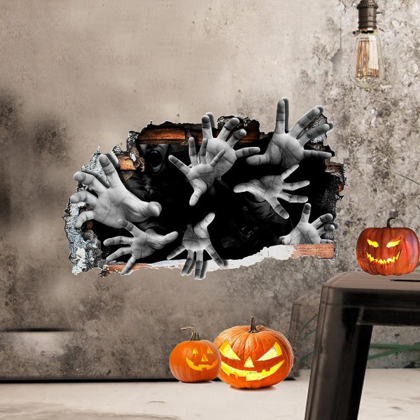 Halloween vægdekoration 3D Ghost Hånd Gulvvæg Loftklistermærke Fjernelse af vægklistermærke Skræmmende Halloween flagermus Wallp