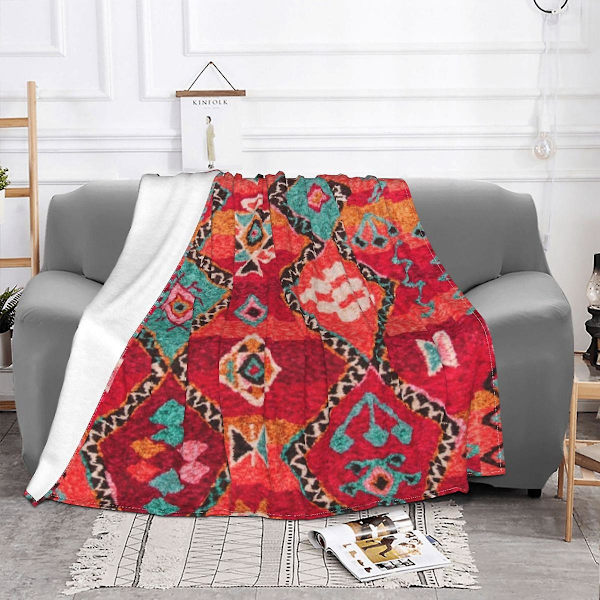 Traditionell färgad Anthropologie Bohemian marockansk filt fleece tryckt lätt filt filt för soffa rese sängöverkast