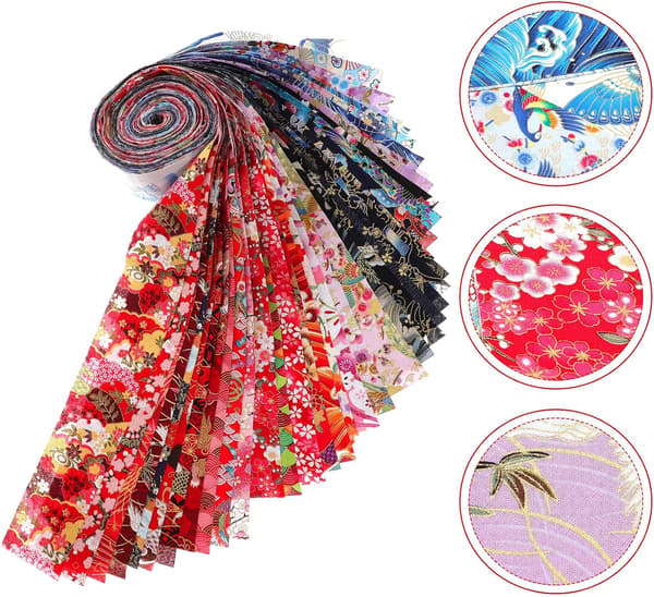 40 Pieces Pure Cotton Fabric Strips 6.5x100 cm for Quilting, Patchwork, DIY Crafts, Sewing, Decorative Stripes, Bundle